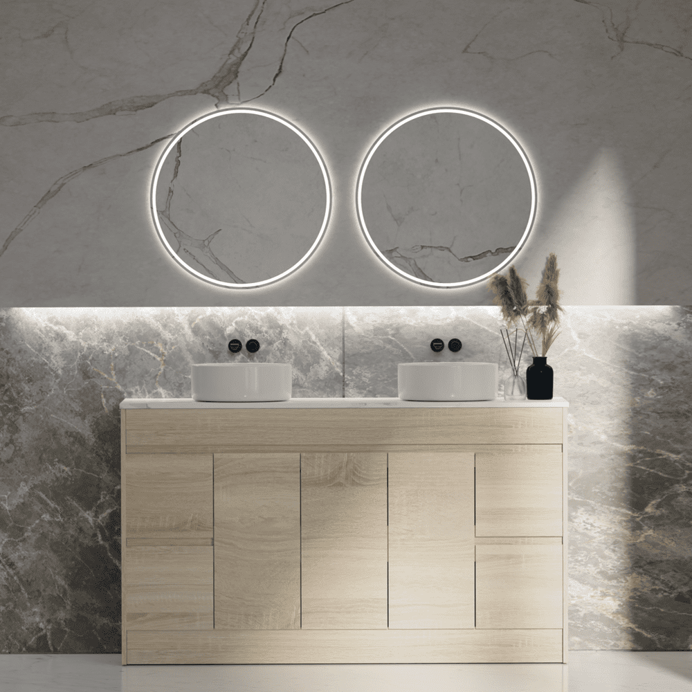 ERICA 1500mm Natural Oak Floor Standing Vanity E-FS1500 Single / Double Bowls