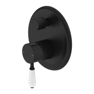 YORK SHOWER MIXER WITH DIVERTOR WITH WHITE PORCELAIN LEVER MATTE BLACK (NR692109A01MB)