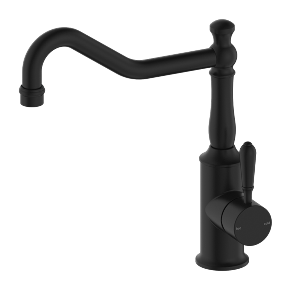 YORK KITCHEN MIXER HOOK SPOUT WITH METAL LEVER MATTE BLACK (NR69210702MB)