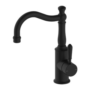 YORK BASIN MIXER HOOK SPOUT WITH METAL LEVER MATTE BLACK (NR69210202MB)