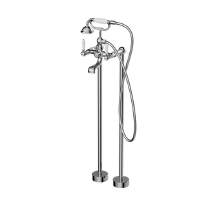 YORK FREESTANDING BATH SET WITH WHITE PORCELAIN HAND SHOWER CHROME (NR692103a01CH)