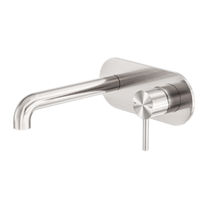 Zen SS316L Wall Basin/Bath Mixer 185/230mm Spout Brushed Nickel