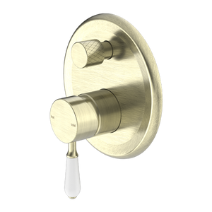 YORK SHOWER MIXER WITH DIVERTOR WITH WHITE PORCELAIN LEVER AGED BRASS (NR692109A01AB)