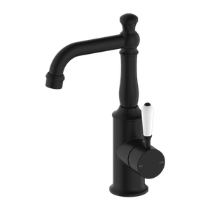 YORK BASIN MIXER WITH WHITE PORCELAIN LEVER MATTE BLACK (NR69210101MB)