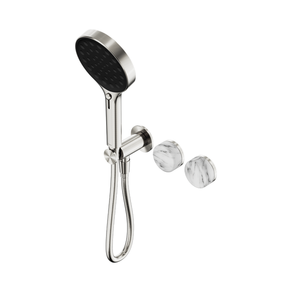 SERENITY PROGRESSIVE SHOWER SYSTEM WITH ARABESCATO CORCHIA HANDLE AND SERENITY HAND SHOWER BRUSHED NICKEL (24E028BN)