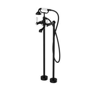 YORK FREESTANDING BATH SET WITH WHITE PORCELAIN HAND SHOWER MATTE BLACK (NR692103a01MB)