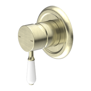 YORK SHOWER MIXER WITH WHITE PORCELAIN LEVER AGED BRASS (NR69210901AB)