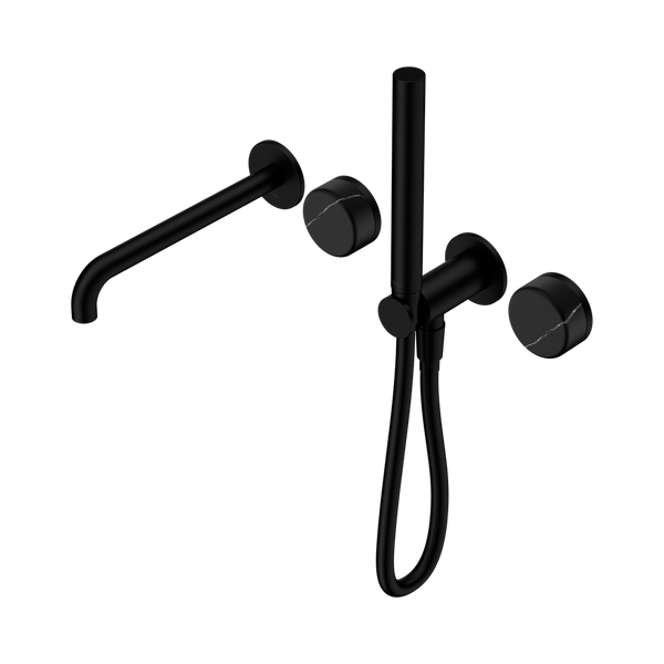 SERENITY PROGRESSIVE SHOWER SYSTEM WITH SPOUT WITH MARQUINA BLACK HANDLE AND SLIM SHOWER MATTE BLACK (24E129MB)