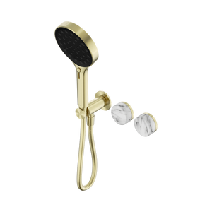 SERENITY PROGRESSIVE SHOWER SYSTEM WITH ARABESCATO CORCHIA HANDLE AND SERENITY HAND SHOWER BRUSHED GOLD (24E028BG)