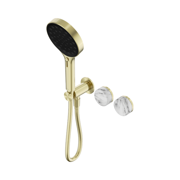 SERENITY PROGRESSIVE SHOWER SYSTEM WITH ARABESCATO CORCHIA HANDLE AND SERENITY HAND SHOWER BRUSHED GOLD (24E028BG)