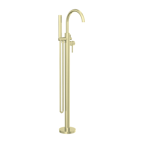 MECCA ROUND FREESTANDING MIXER WITH HAND SHOWER BRUSHED GOLD (NR210903aBG)