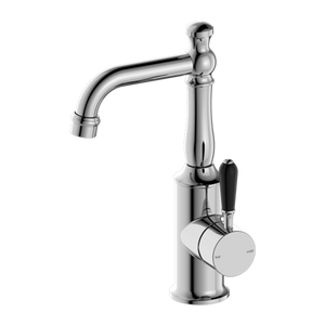 YORK BASIN MIXER WITH BLACK PORCELAIN LEVER CHROME (NR69210103CH)