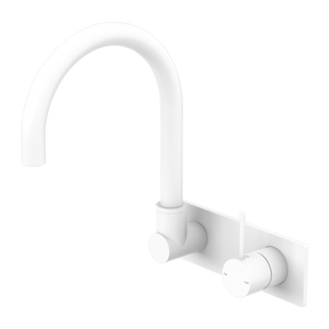 MECCA WALL BASIN/BATH MIXER SWIVEL SPOUT HANDLE UP MATTE WHITE (NR221910PMW)