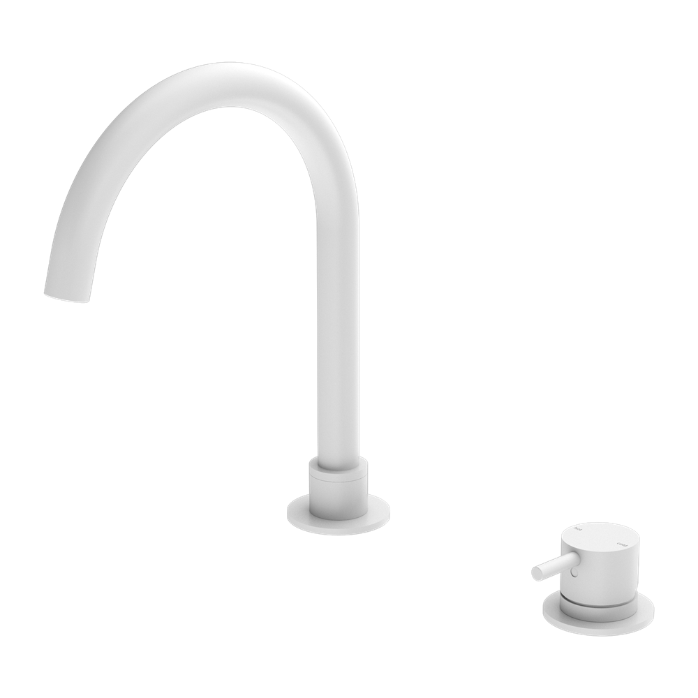 MECCA HOB BASIN MIXER ROUND SWIVEL SPOUT MATTE WHITE (NR221901bMW)
