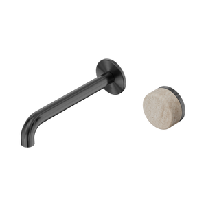 Serenity Progressive Wall Basin Mixer 160/185/220mm Spout With Rome Travertine Handle Gun Metal