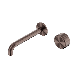 Serenity Progressive Wall Basin Mixer 160/185/220mm Spout With Metal Handle Brushed Bronze