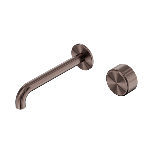 Serenity Progressive Wall Basin Mixer 160/185/220mm Spout With Metal Handle Brushed Bronze