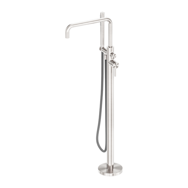 Zen SS316L Freestanding Bath Mixer With Outdoor Shower Hose Brushed Nickel (NR162203a01BN)