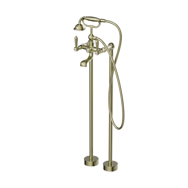 YORK FREESTANDING BATH SET WITH METAL HAND SHOWER AGED BRASS (NR692103a02AB)