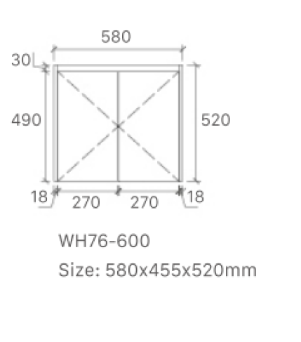 WH76-600WGM Luna Collection Vanity 600mm - Matt Grey Single Bowl