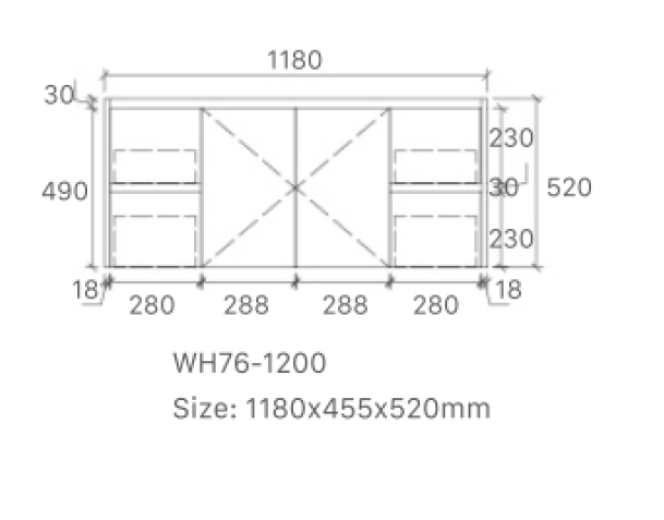 WH76-1200W Luna Collection Vanity 1200mm - Gloss White Single Bowl / Double Bowls