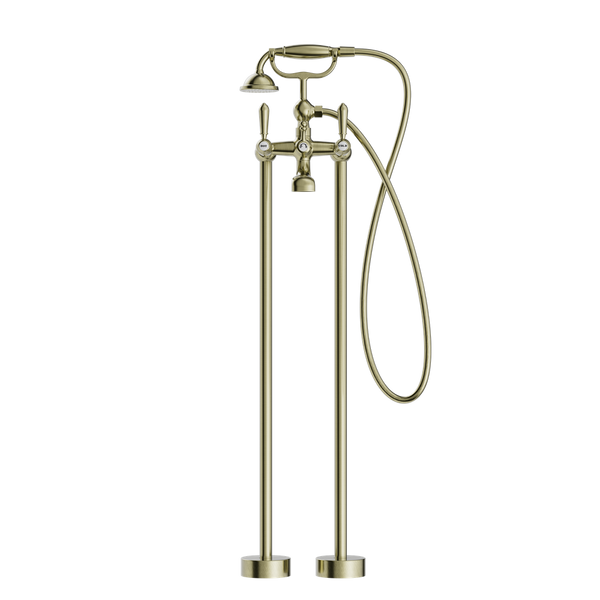 YORK FREESTANDING BATH SET WITH METAL HAND SHOWER AGED BRASS (NR692103a02AB)
