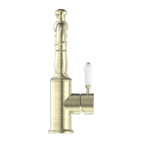 YORK BASIN MIXER WITH WHITE PORCELAIN LEVER AGED BRASS (NR69210101AB)