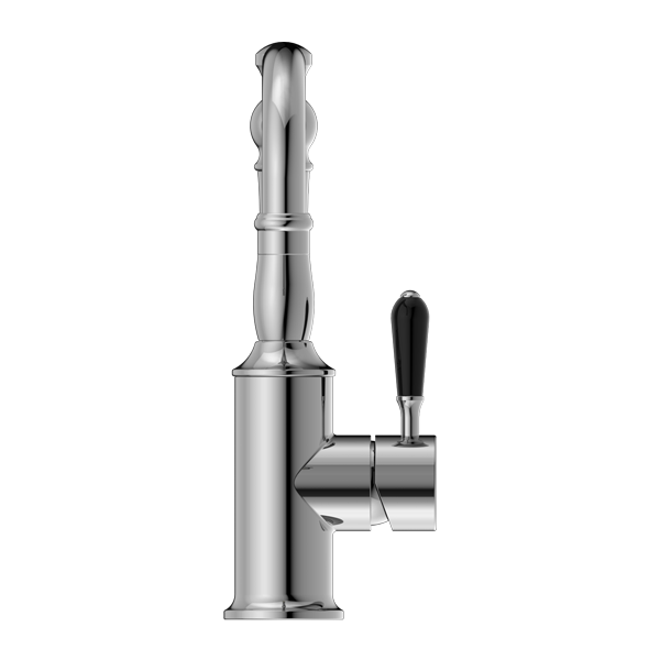 YORK BASIN MIXER HOOK SPOUT WITH BLACK PORCELAIN LEVER CHROME (NR69210203CH)