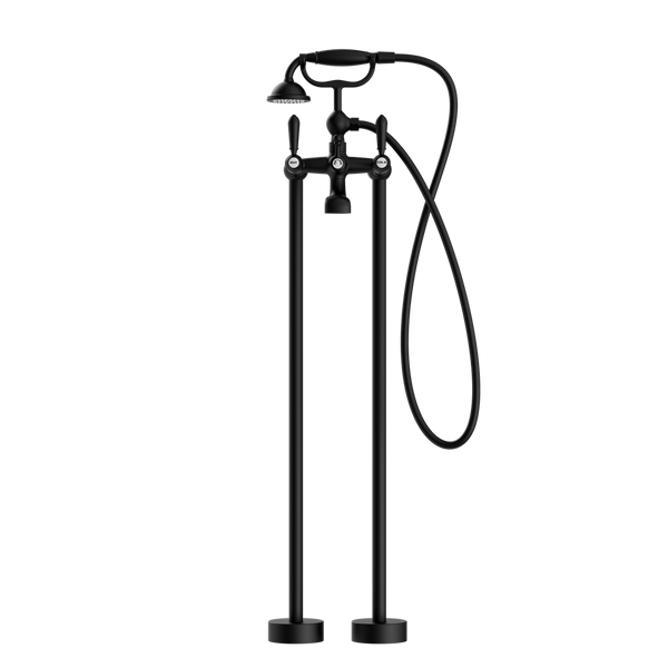 YORK FREESTANDING BATH SET WITH METAL HAND SHOWER MATTE BLACK (NR692103a02MB)