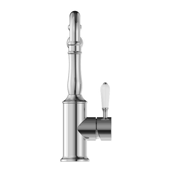 YORK KITCHEN MIXER HOOK SPOUT WITH WHITE PORCELAIN LEVER CHROME (NR69210701CH)