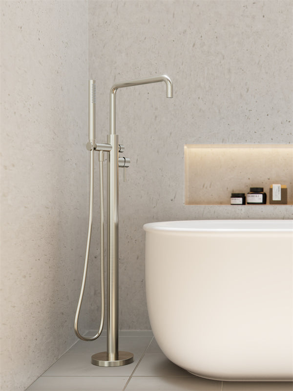 Zen SS316L Freestanding Bath Mixer Brushed Nickel (NR162203a02BN)