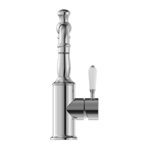 YORK BASIN MIXER WITH WHITE PORCELAIN LEVER CHROME (NR69210101CH)