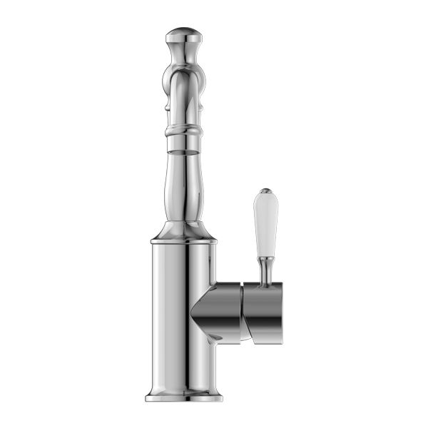 YORK BASIN MIXER WITH WHITE PORCELAIN LEVER CHROME (NR69210101CH)