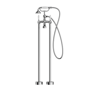 YORK FREESTANDING BATH SET WITH WHITE PORCELAIN HAND SHOWER CHROME (NR692103a01CH)