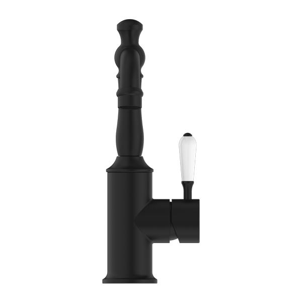 YORK BASIN MIXER WITH WHITE PORCELAIN LEVER MATTE BLACK (NR69210101MB)