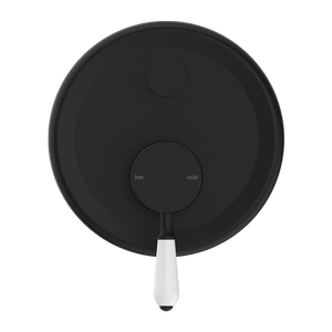 YORK SHOWER MIXER WITH DIVERTOR WITH WHITE PORCELAIN LEVER MATTE BLACK (NR692109A01MB)