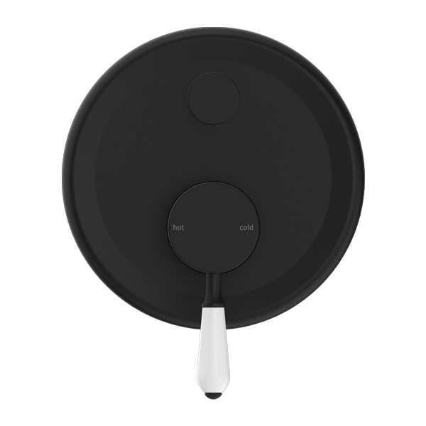 YORK SHOWER MIXER WITH DIVERTOR WITH WHITE PORCELAIN LEVER MATTE BLACK (NR692109A01MB)