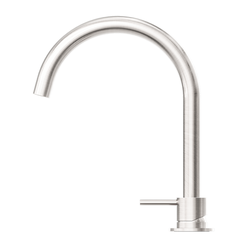 MECCA HOB BASIN MIXER ROUND SWIVEL SPOUT BRUSHED NICKEL (NR221901bBN)