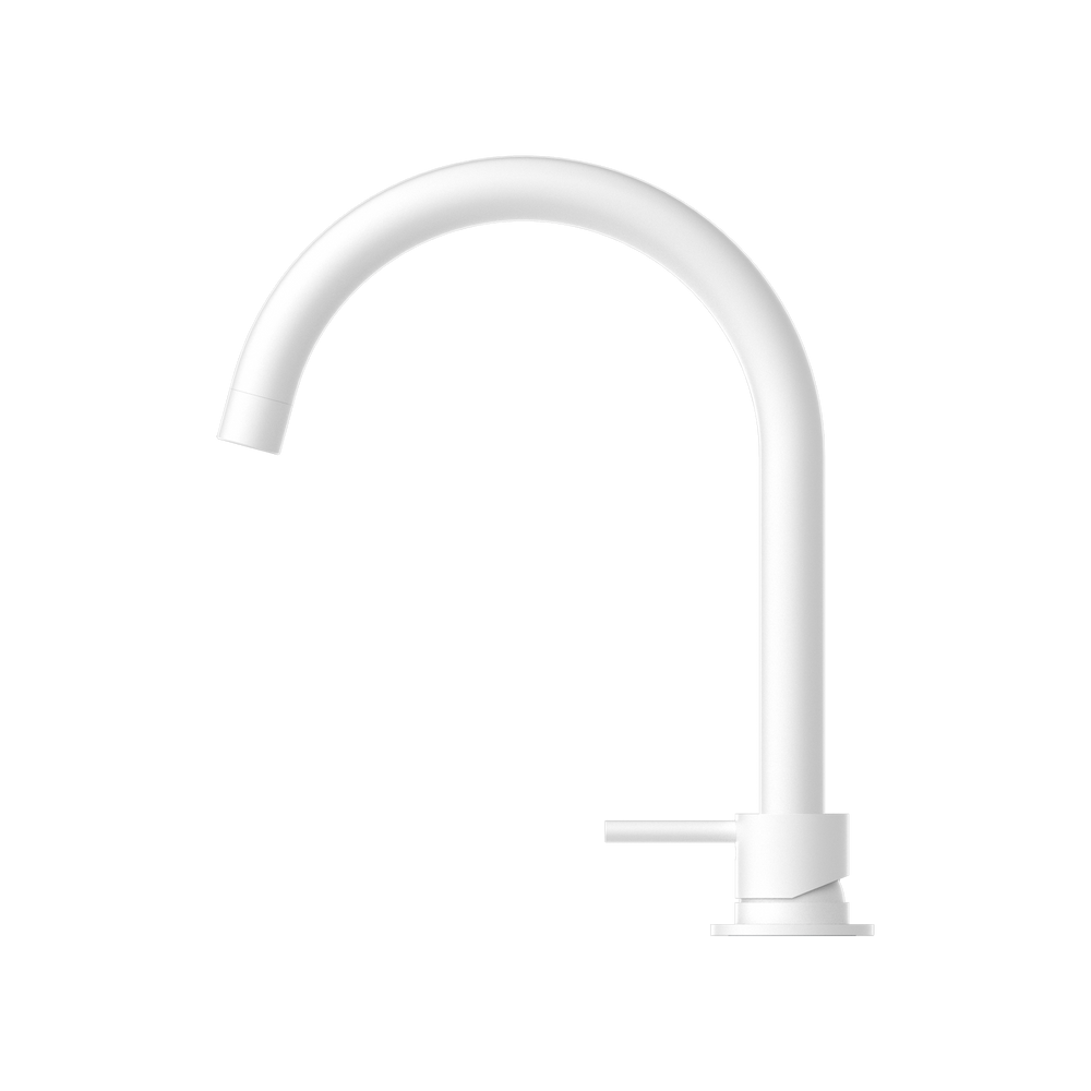 MECCA HOB BASIN MIXER ROUND SWIVEL SPOUT MATTE WHITE (NR221901bMW)