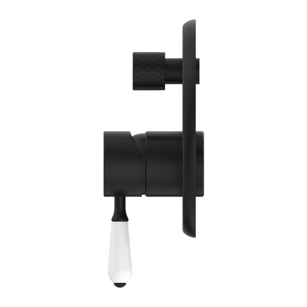YORK SHOWER MIXER WITH DIVERTOR WITH WHITE PORCELAIN LEVER MATTE BLACK (NR692109A01MB)
