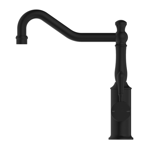 YORK KITCHEN MIXER HOOK SPOUT WITH METAL LEVER MATTE BLACK (NR69210702MB)