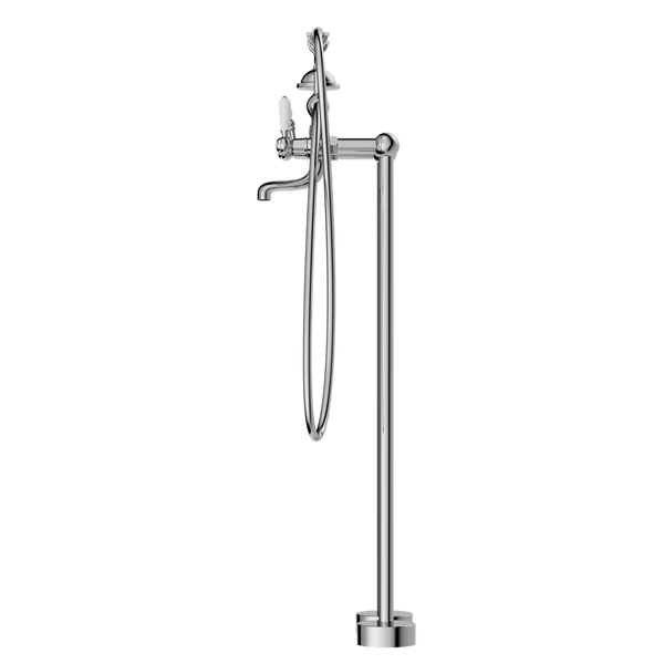YORK FREESTANDING BATH SET WITH WHITE PORCELAIN HAND SHOWER CHROME (NR692103a01CH)