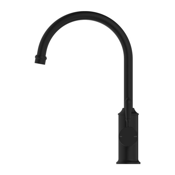 YORK KITCHEN MIXER GOOSENECK SPOUT WITH METAL LEVER MATTE BLACK (NR69210602MB)