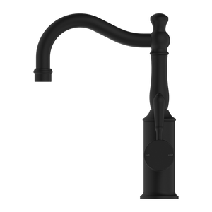 YORK BASIN MIXER HOOK SPOUT WITH METAL LEVER MATTE BLACK (NR69210202MB)