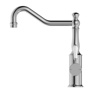 YORK KITCHEN MIXER HOOK SPOUT WITH WHITE PORCELAIN LEVER CHROME (NR69210701CH)
