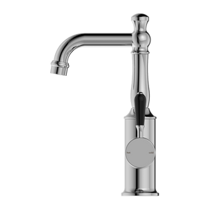 YORK BASIN MIXER WITH BLACK PORCELAIN LEVER CHROME (NR69210103CH)