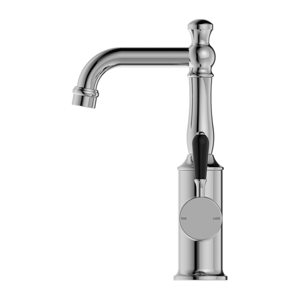 YORK BASIN MIXER WITH BLACK PORCELAIN LEVER CHROME (NR69210103CH)