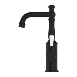 YORK BASIN MIXER WITH WHITE PORCELAIN LEVER MATTE BLACK (NR69210101MB)