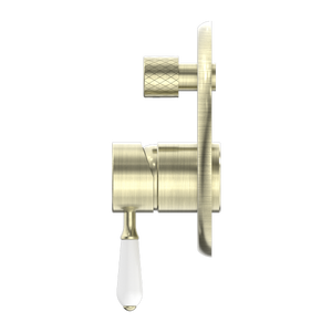YORK SHOWER MIXER WITH DIVERTOR WITH WHITE PORCELAIN LEVER AGED BRASS (NR692109A01AB)