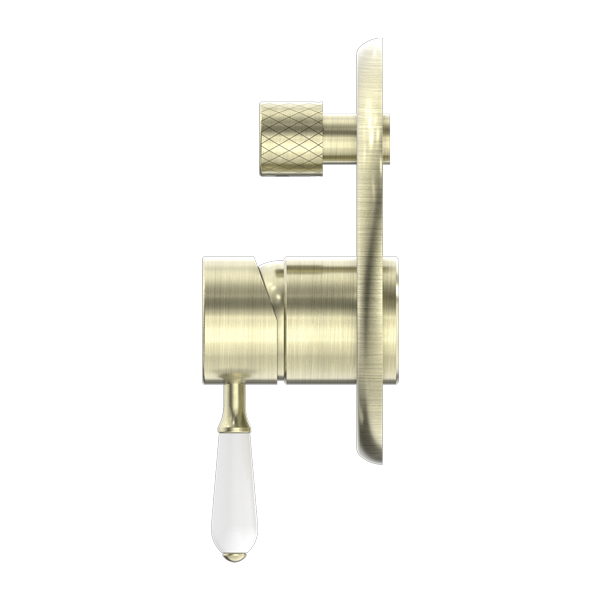 YORK SHOWER MIXER WITH DIVERTOR WITH WHITE PORCELAIN LEVER AGED BRASS (NR692109A01AB)